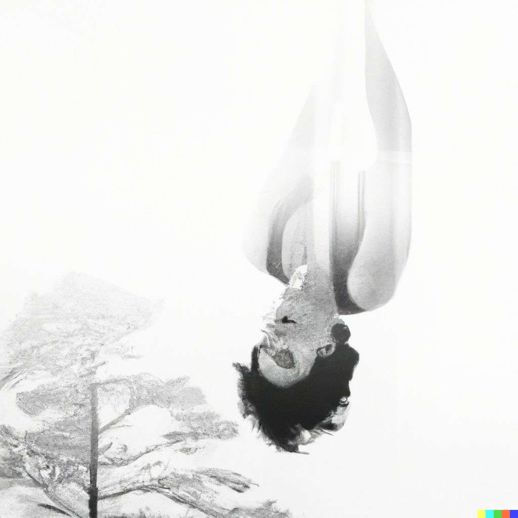 the discovery of gravity, photograph, double exposure